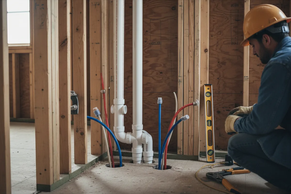 Drain and supply rough-in during Leak Detection in Lexington Park